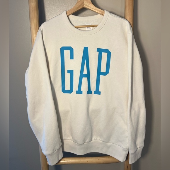 GAP large Men's Soft White/cream Sweater with Blue Logo - Picture 1 of 8
